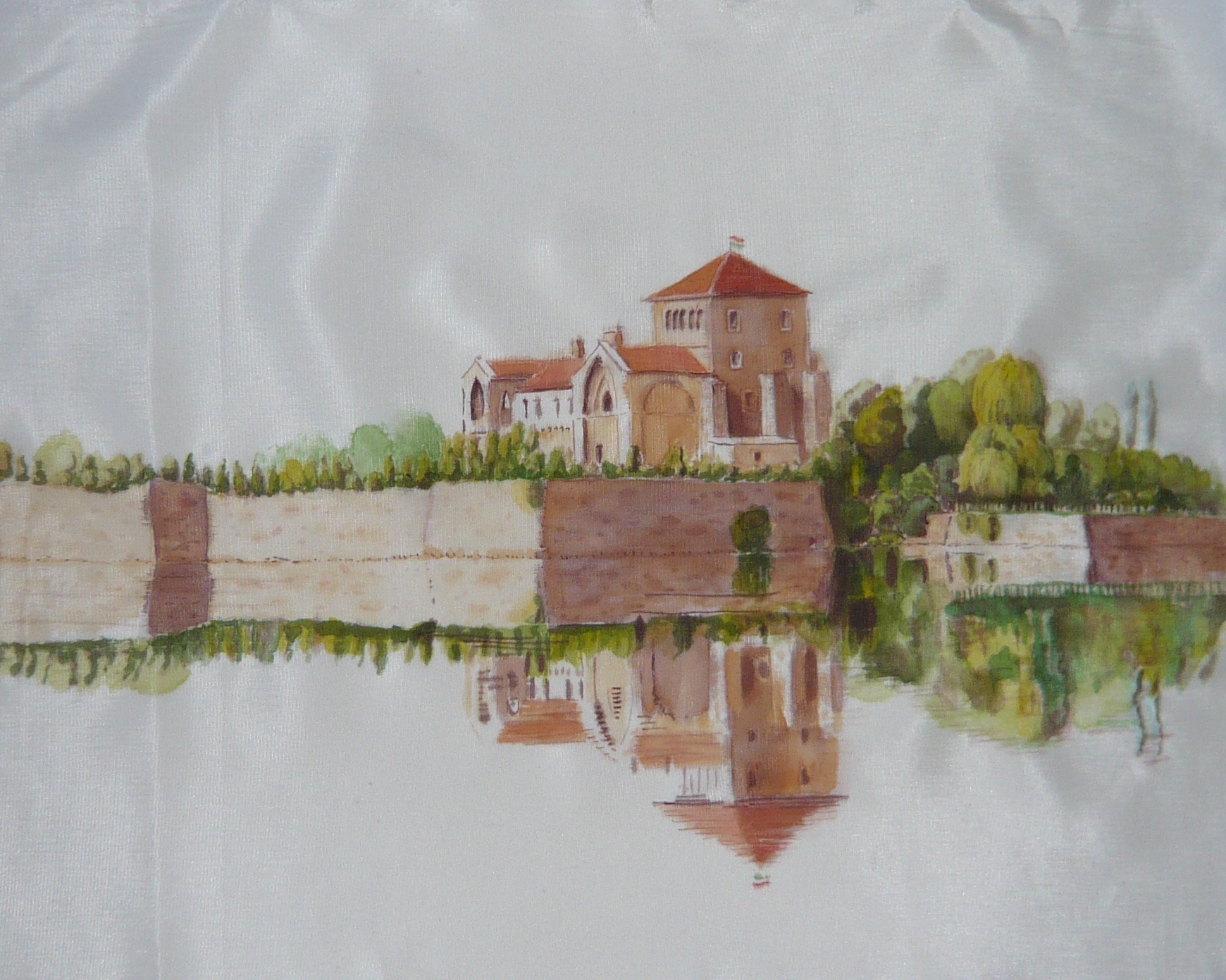 3. Tatai vár festése: a távoli fák megfestése.