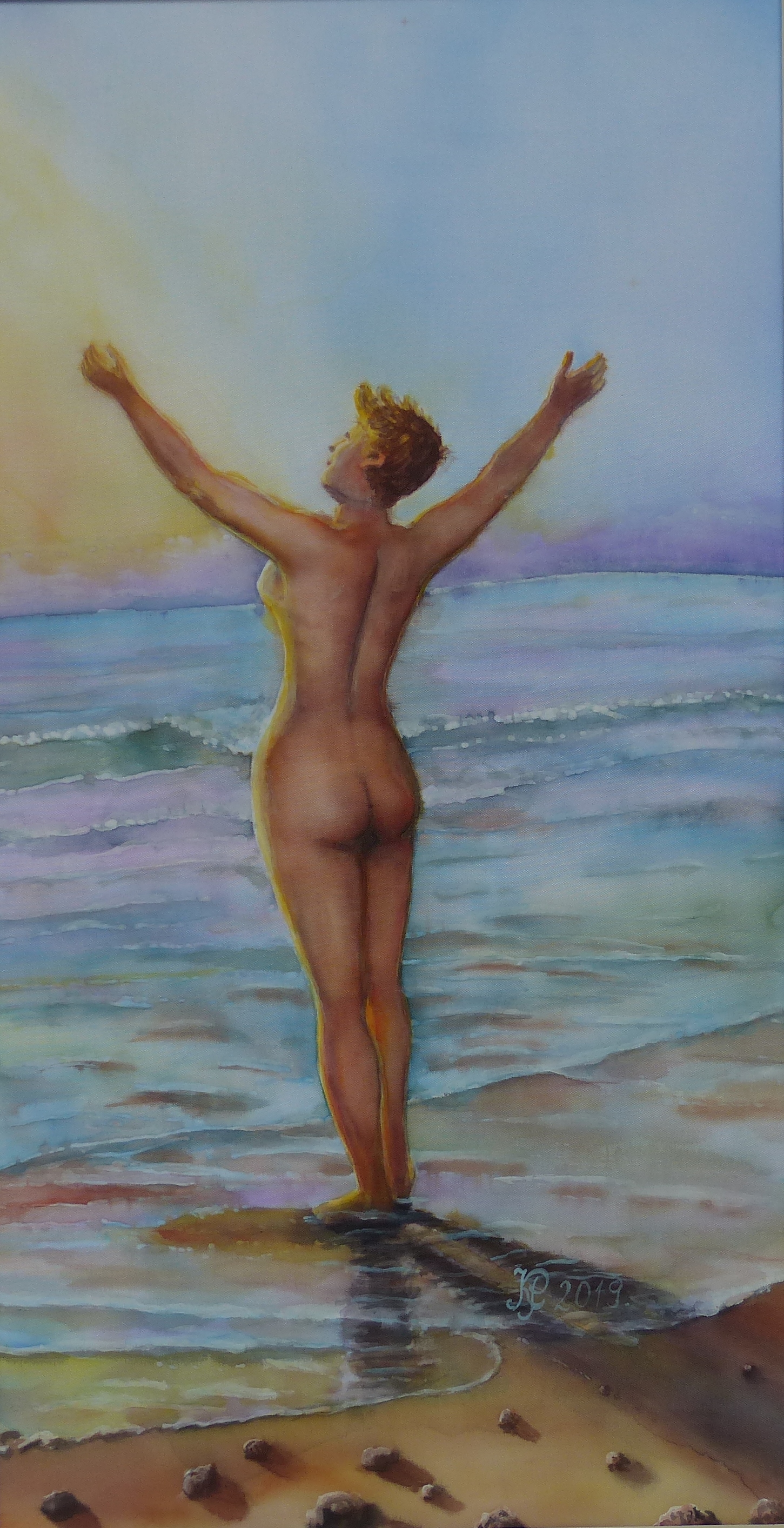 Napüdvözlet, selyem,44x23cm